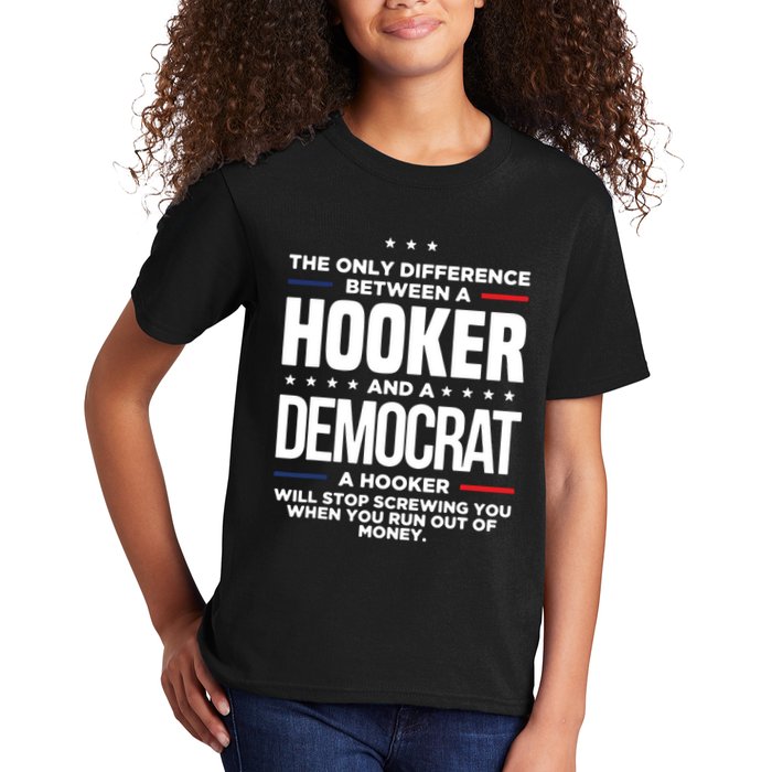 The Only Difference Between A Hooker And A Democrat Kids T-Shirt