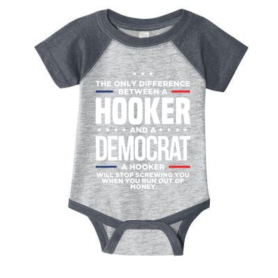The Only Difference Between A Hooker And A Democrat Infant Baby Jersey Bodysuit