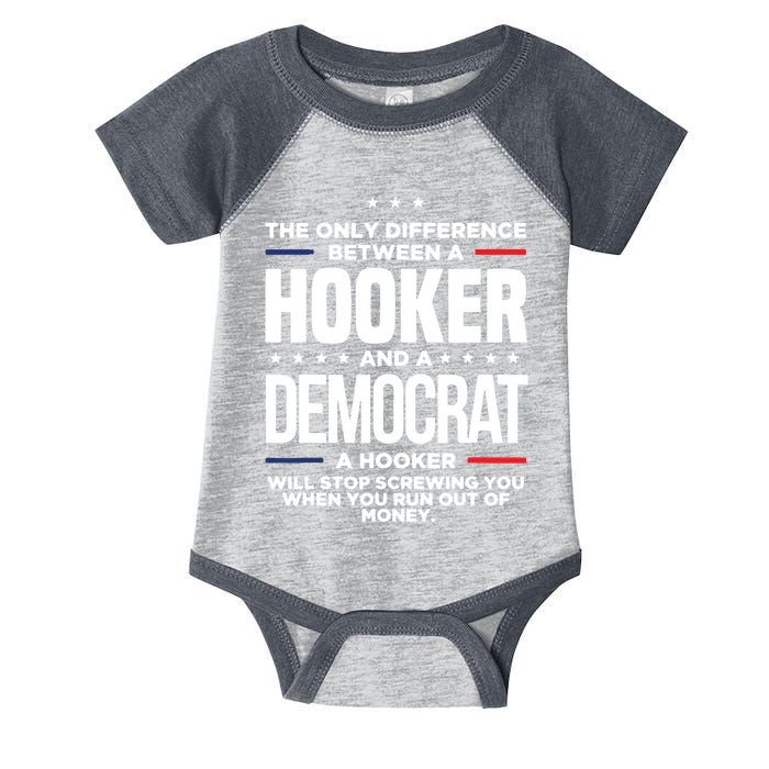 The Only Difference Between A Hooker And A Democrat Infant Baby Jersey Bodysuit