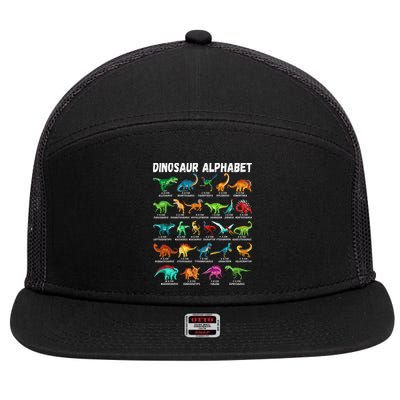 Types Of Dinosaurs Alphabet A Z ABC Dino Identification 7 Panel Mesh Trucker Snapback Hat