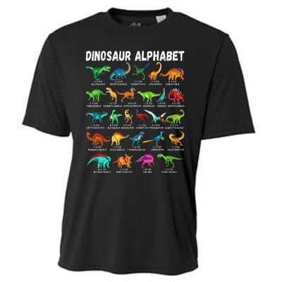 Types Of Dinosaurs Alphabet A Z ABC Dino Identification Cooling Performance Crew T-Shirt