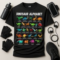 Types Of Dinosaurs Alphabet A Z ABC Dino Identification Performance Shirt