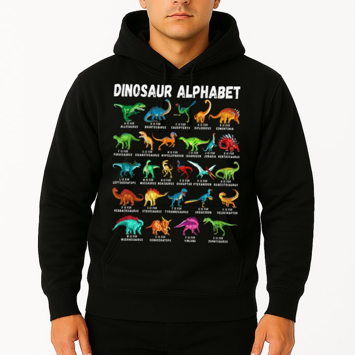 Types Of Dinosaurs Alphabet A Z ABC Dino Identification Hoodie