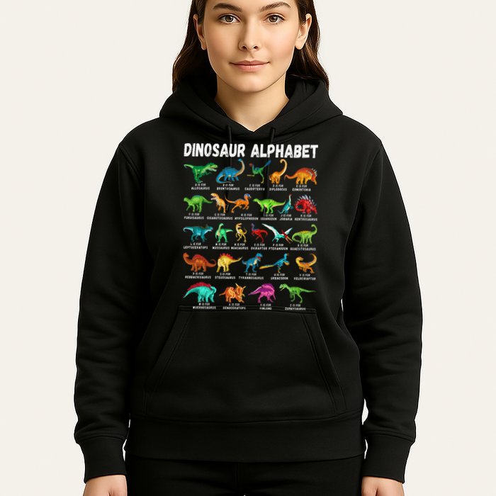 Types Of Dinosaurs Alphabet A Z ABC Dino Identification Hoodie