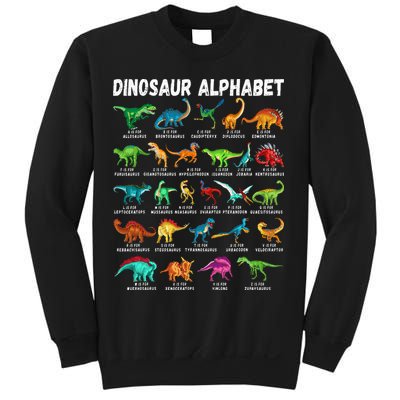 Types Of Dinosaurs Alphabet A Z ABC Dino Identification Sweatshirt