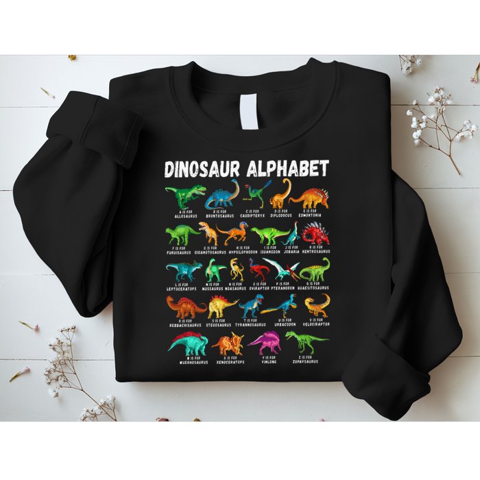 Types Of Dinosaurs Alphabet A Z ABC Dino Identification Sweatshirt