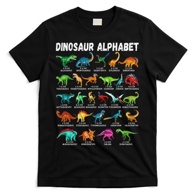 Types Of Dinosaurs Alphabet A Z ABC Dino Identification T-Shirt