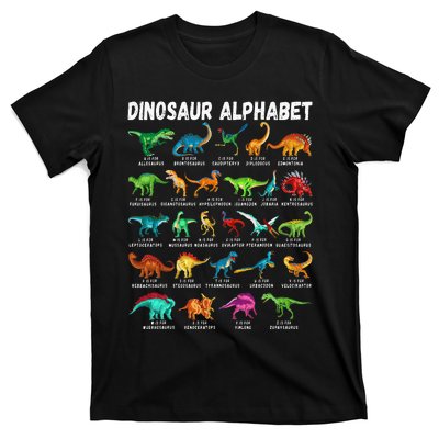 Types Of Dinosaurs Alphabet A Z ABC Dino Identification T-Shirt