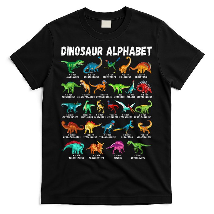 Types Of Dinosaurs Alphabet A Z ABC Dino Identification T-Shirt