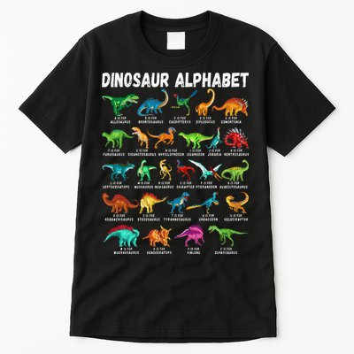 Types Of Dinosaurs Alphabet A Z ABC Dino Identification Tall T-Shirt