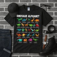 Types Of Dinosaurs Alphabet A Z ABC Dino Identification Tall T-Shirt