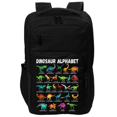 Types Of Dinosaurs Alphabet A Z ABC Dino Identification Impact Tech Backpack