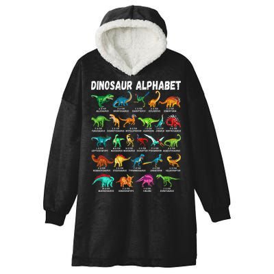 Types Of Dinosaurs Alphabet A Z ABC Dino Identification Hooded Wearable Blanket