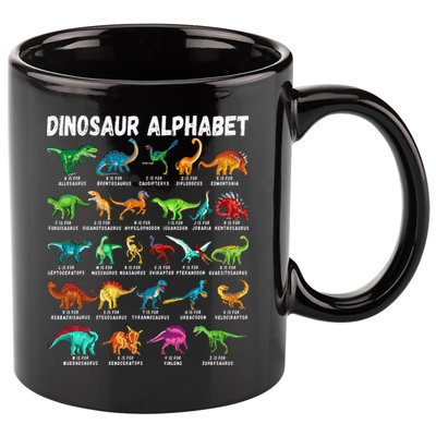 Types Of Dinosaurs Alphabet A Z ABC Dino Identification 11oz C Handle Ceramic Mug