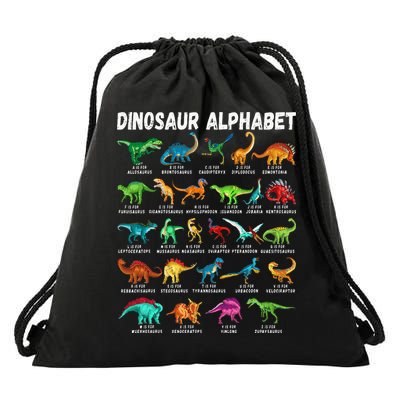 Types Of Dinosaurs Alphabet A Z ABC Dino Identification Drawstring Bag