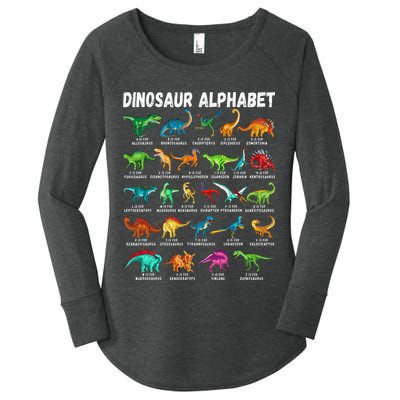 Types Of Dinosaurs Alphabet A Z ABC Dino Identification Women's Perfect Tri Tunic Long Sleeve Shirt