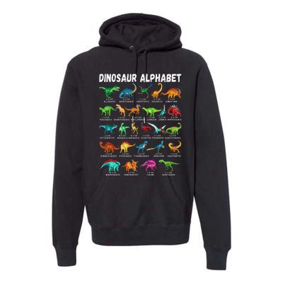 Types Of Dinosaurs Alphabet A Z ABC Dino Identification Premium Hoodie