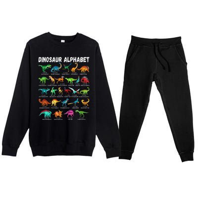 Types Of Dinosaurs Alphabet A Z ABC Dino Identification Premium Crewneck Sweatsuit Set