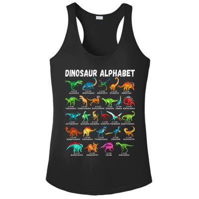 Types Of Dinosaurs Alphabet A Z ABC Dino Identification Ladies PosiCharge Competitor Racerback Tank