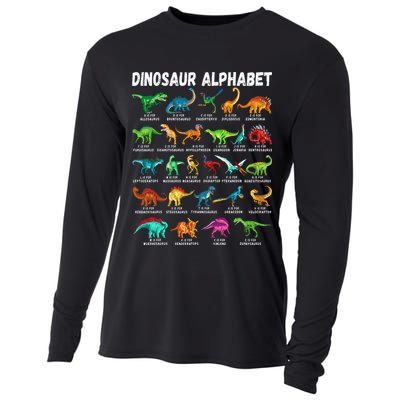 Types Of Dinosaurs Alphabet A Z ABC Dino Identification Cooling Performance Long Sleeve Crew
