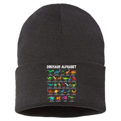 Types Of Dinosaurs Alphabet A Z ABC Dino Identification Sustainable Knit Beanie