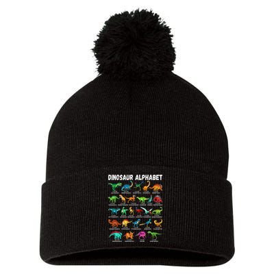 Types Of Dinosaurs Alphabet A Z ABC Dino Identification Pom Pom 12in Knit Beanie