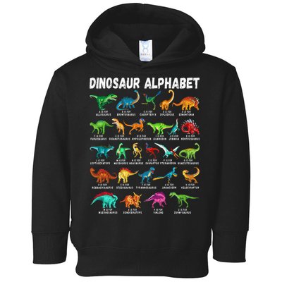 Types Of Dinosaurs Alphabet A Z ABC Dino Identification Toddler Hoodie