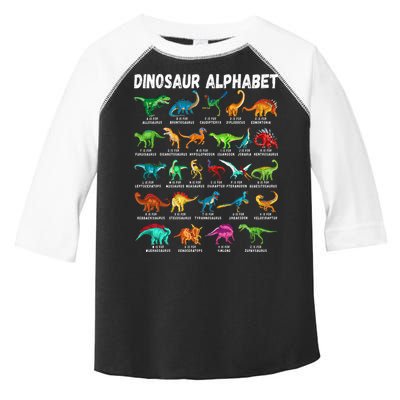 Types Of Dinosaurs Alphabet A Z ABC Dino Identification Toddler Fine Jersey T-Shirt