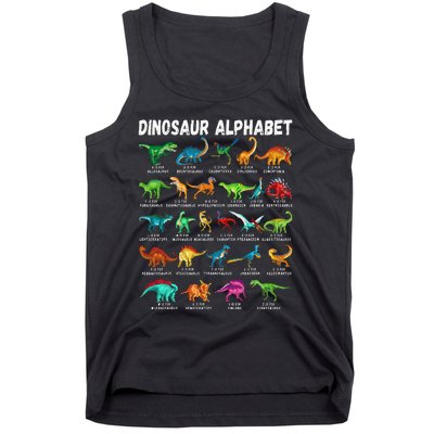 Types Of Dinosaurs Alphabet A Z ABC Dino Identification Tank Top