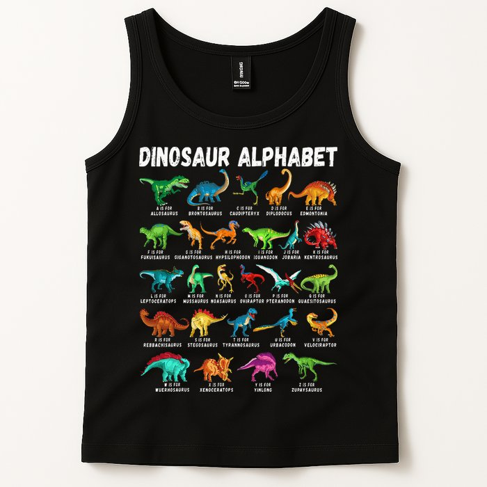 Types Of Dinosaurs Alphabet A Z ABC Dino Identification Tank Top