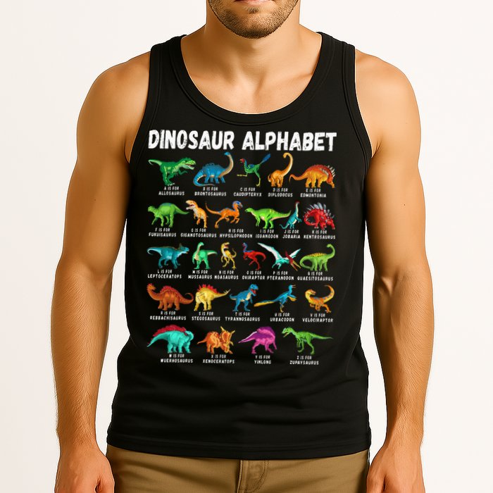 Types Of Dinosaurs Alphabet A Z ABC Dino Identification Tank Top