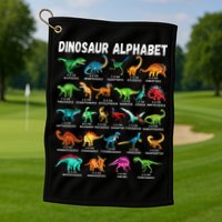 Types Of Dinosaurs Alphabet A Z ABC Dino Identification Golf Towel