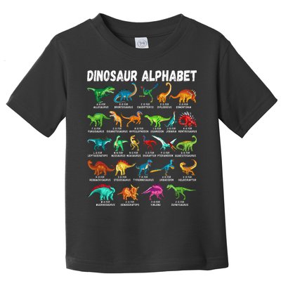 Types Of Dinosaurs Alphabet A Z ABC Dino Identification Toddler T-Shirt