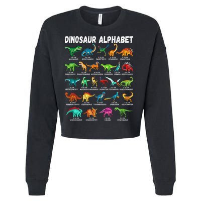 Types Of Dinosaurs Alphabet A Z ABC Dino Identification Cropped Pullover Crew