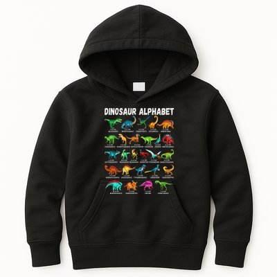 Types Of Dinosaurs Alphabet A Z ABC Dino Identification Kids Hoodie