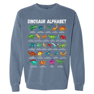 Types Of Dinosaurs Alphabet A Z ABC Dino Identification Garment-Dyed Sweatshirt