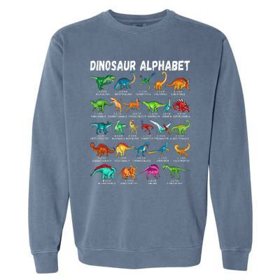 Types Of Dinosaurs Alphabet A Z ABC Dino Identification Garment-Dyed Sweatshirt