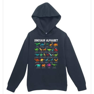 Types Of Dinosaurs Alphabet A Z ABC Dino Identification Urban Pullover Hoodie