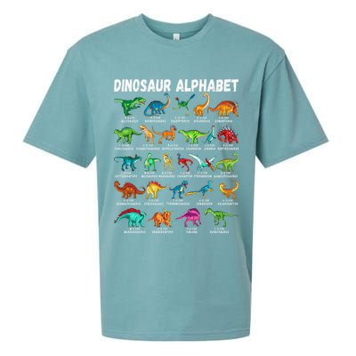 Types Of Dinosaurs Alphabet A Z ABC Dino Identification Sueded Cloud Jersey T-Shirt