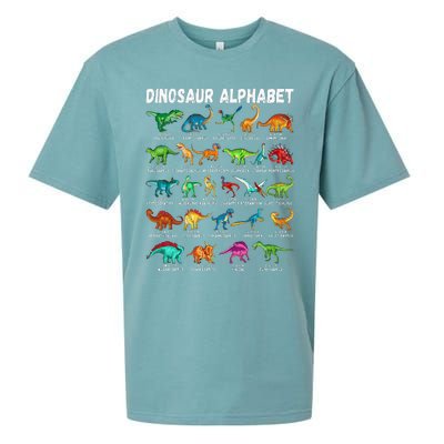 Types Of Dinosaurs Alphabet A Z ABC Dino Identification Sueded Cloud Jersey T-Shirt