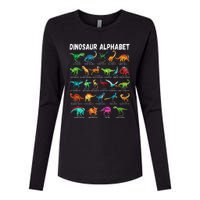 Types Of Dinosaurs Alphabet Az Abc Dino Identification Womens Cotton Relaxed Long Sleeve T-Shirt