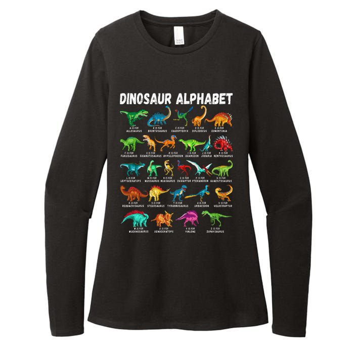 Types Of Dinosaurs Alphabet Az Abc Dino Identification Womens CVC Long Sleeve Shirt