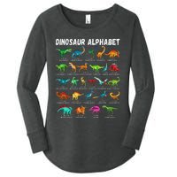 Types Of Dinosaurs Alphabet Az Abc Dino Identification Women's Perfect Tri Tunic Long Sleeve Shirt