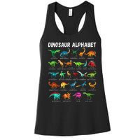 Types Of Dinosaurs Alphabet Az Abc Dino Identification Women's Racerback Tank