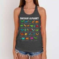 Types Of Dinosaurs Alphabet Az Abc Dino Identification Women's Knotted Racerback Tank