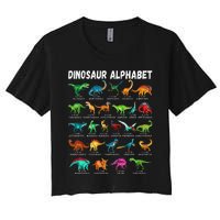 Types Of Dinosaurs Alphabet Az Abc Dino Identification Women's Crop Top Tee