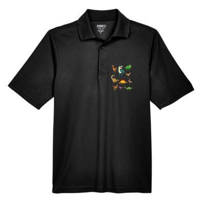 Types Of Dinosaurs Graphics Dino Identification Men's Origin Performance Piqué Polo