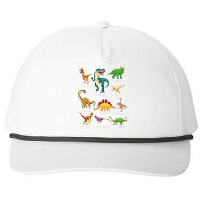 Types Of Dinosaurs Graphics Dino Identification Snapback Five-Panel Rope Hat