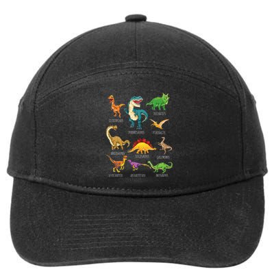 Types Of Dinosaurs Graphics Dino Identification 7-Panel Snapback Hat