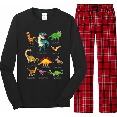 Types Of Dinosaurs Graphics Dino Identification Long Sleeve Pajama Set